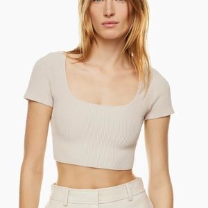 *BRAND NEW WITHOUT TAGS*  Aritzia Sculpt Knit Squareneck Top Matte Pearl XXS